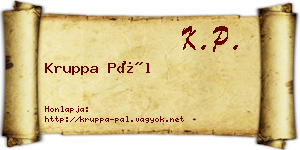Kruppa Pál névjegykártya